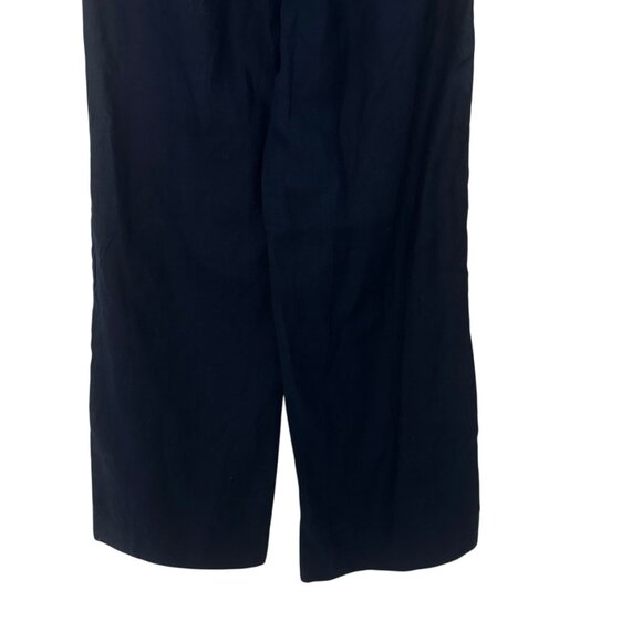 Crown & Ivy Women Pull On 100% Linen Navy Blue Wide-Leg Pants Size M Woven Knit - Picture 12 of 15